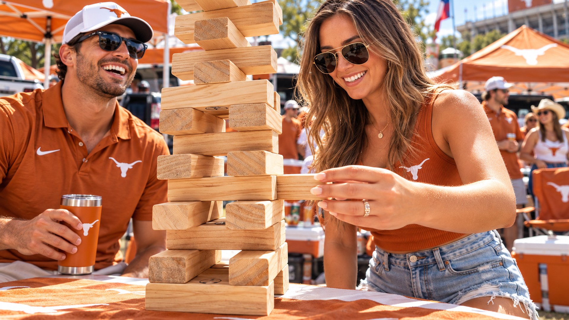 Giant Jenga on the lot