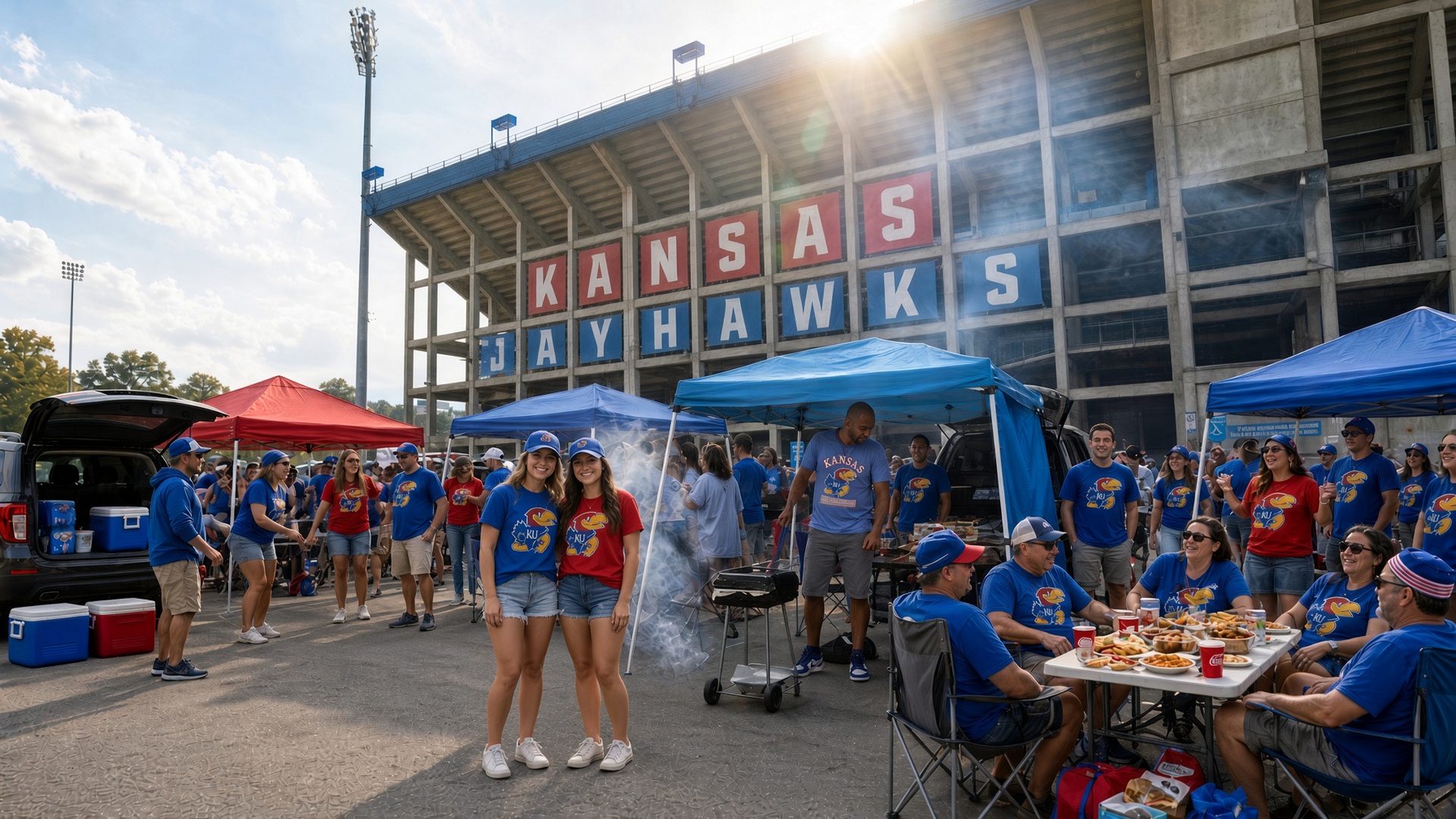 Kansas football tailgate at David Booth Kansas Memorial Stadium · Lawrence, KS