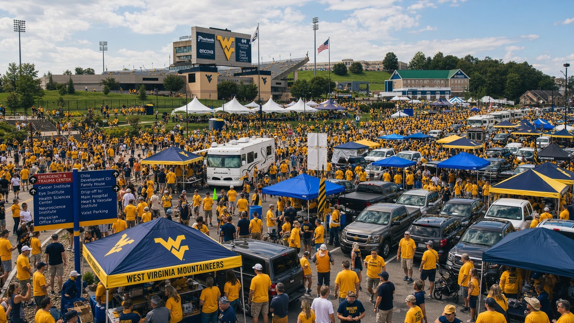 West Virginia football tailgate at Milan Puskar Stadium · Morgantown, WV