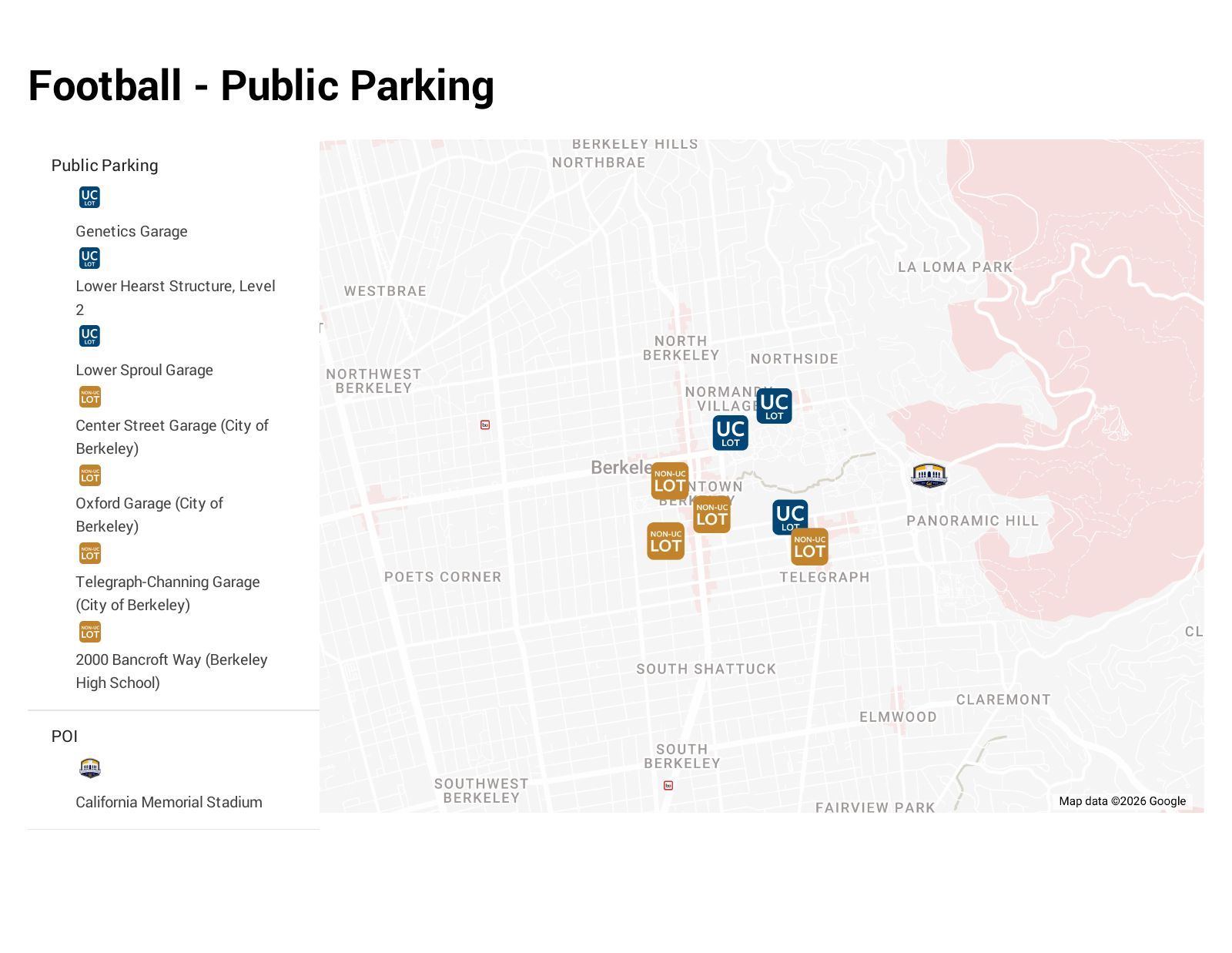 California football parking map