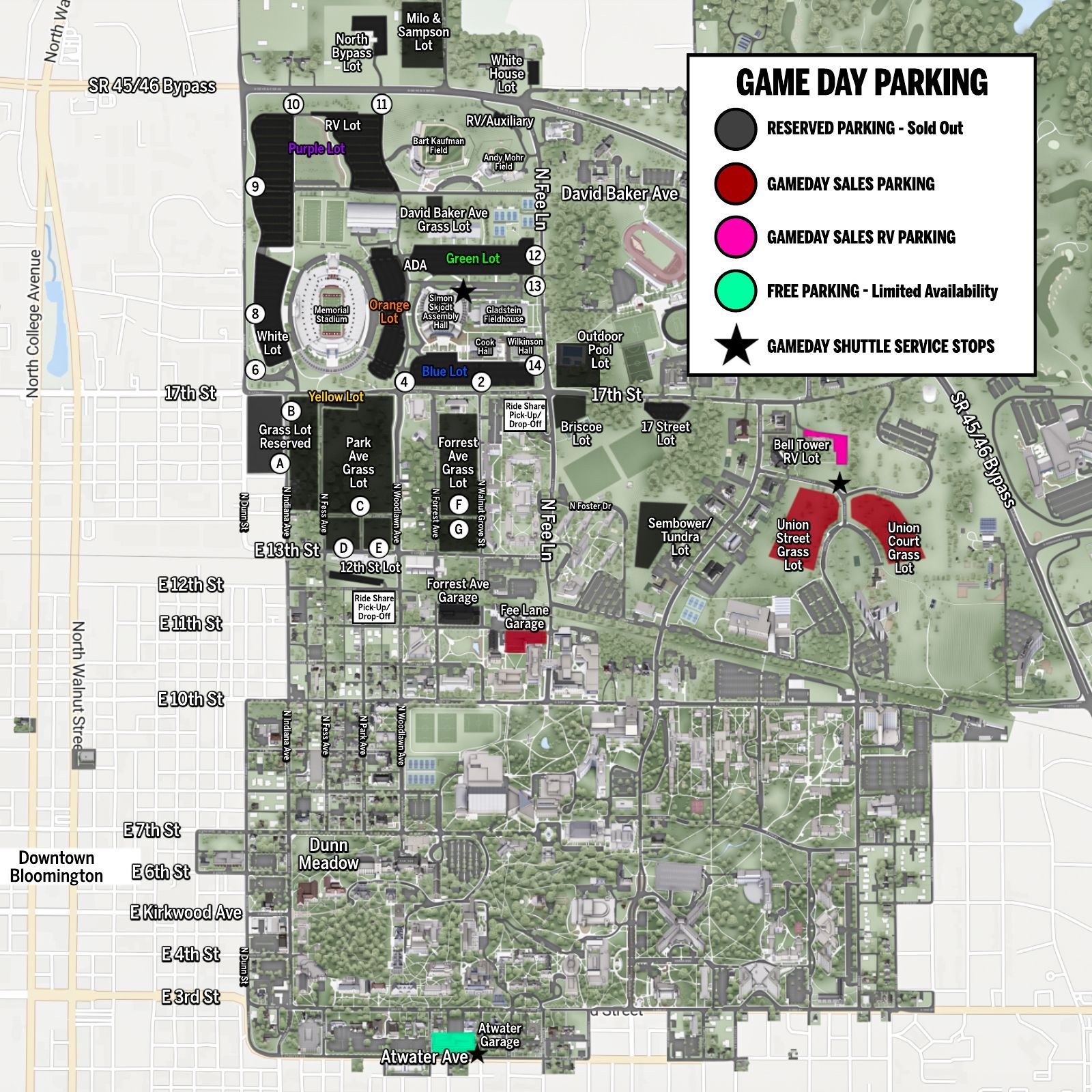 Indiana football parking map