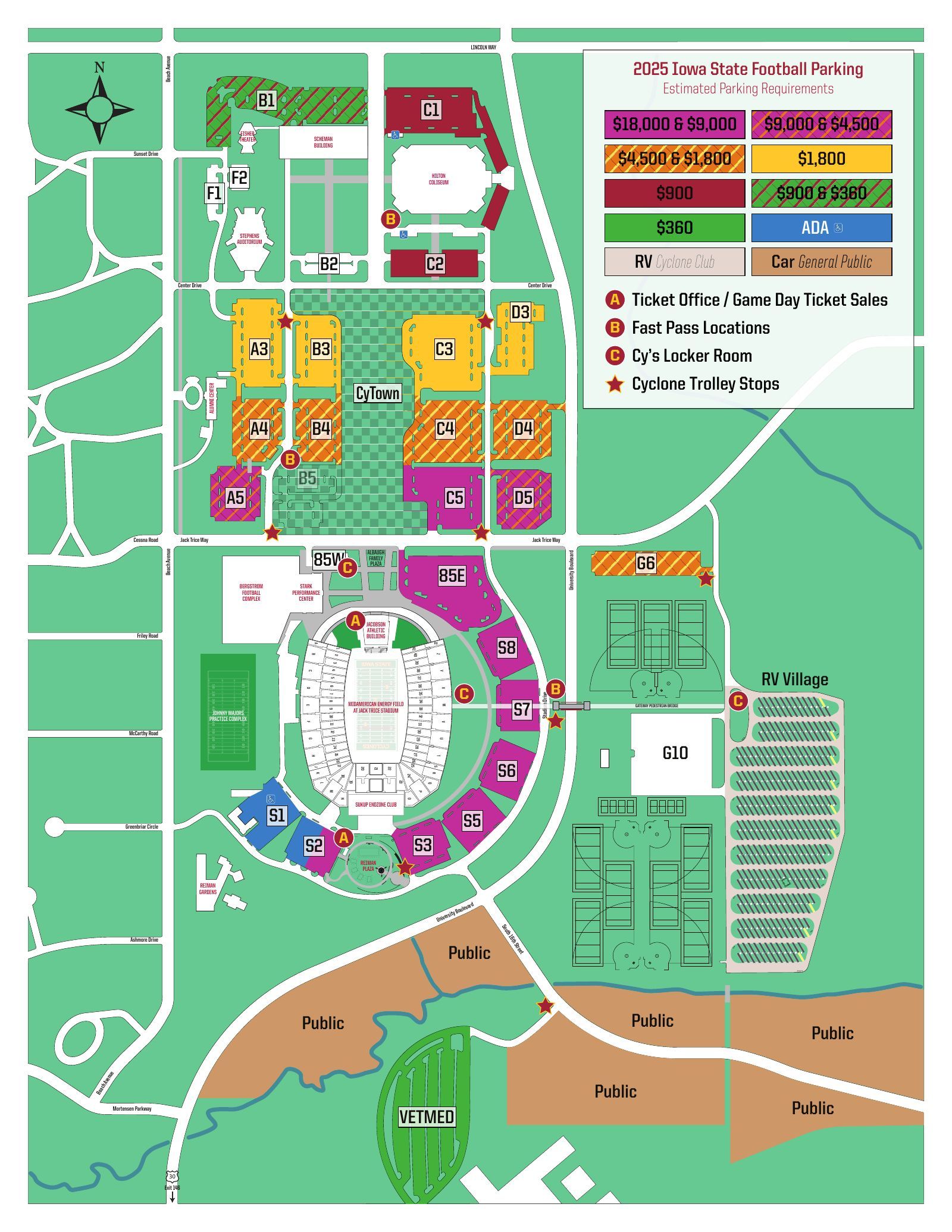 Iowa State football parking map