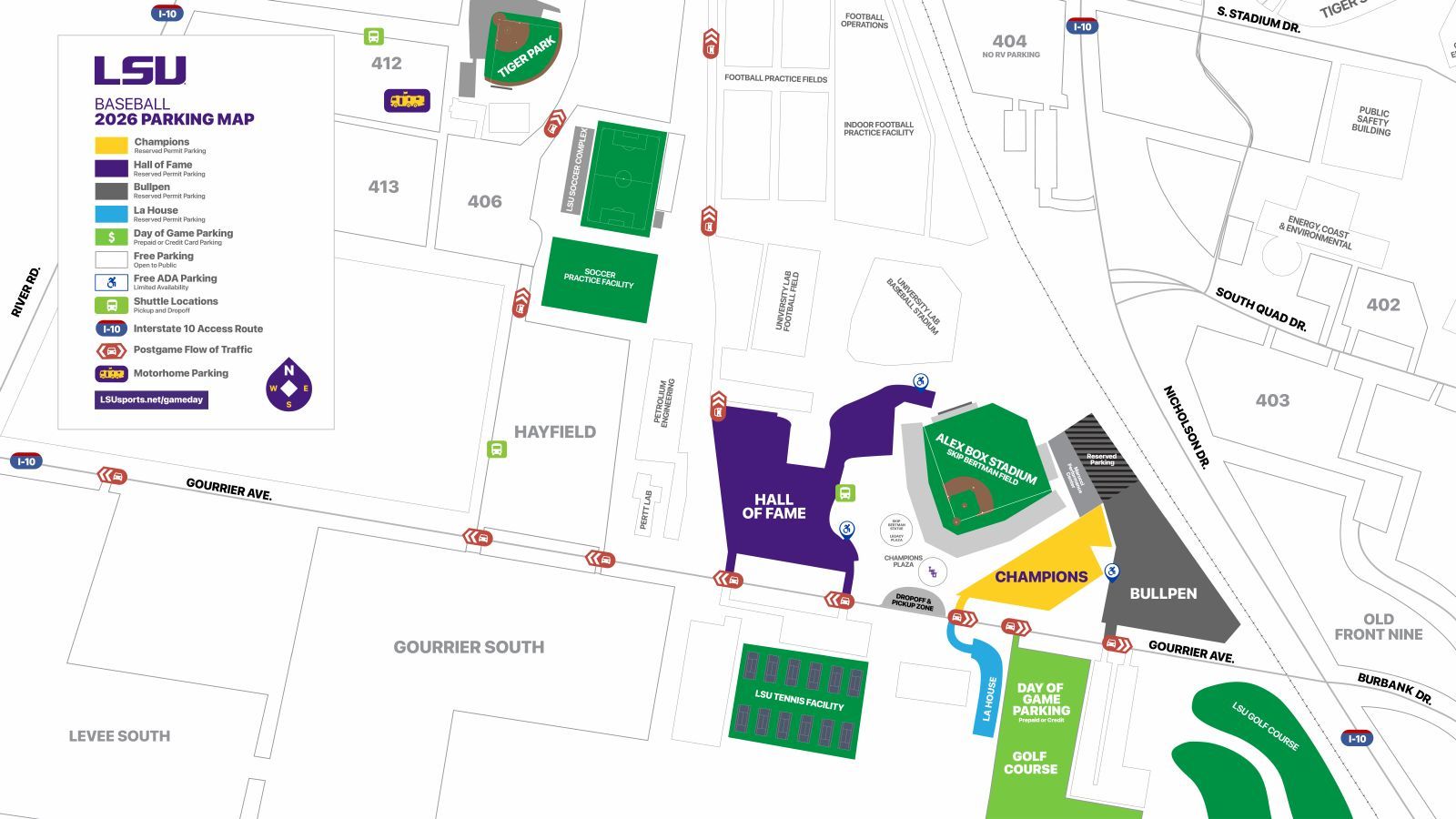 LSU baseball parking map
