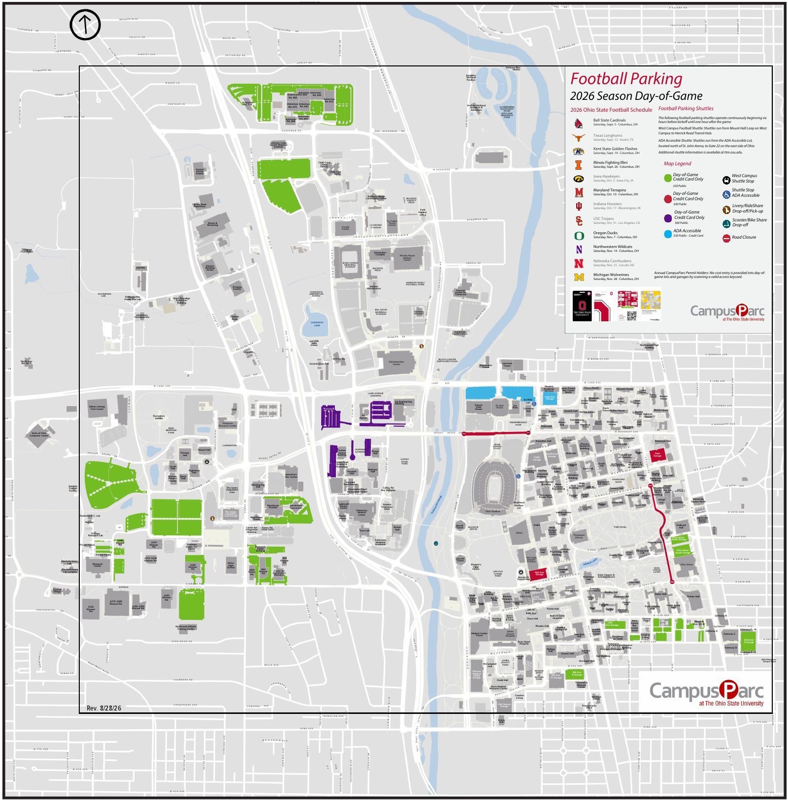 Ohio State football parking map