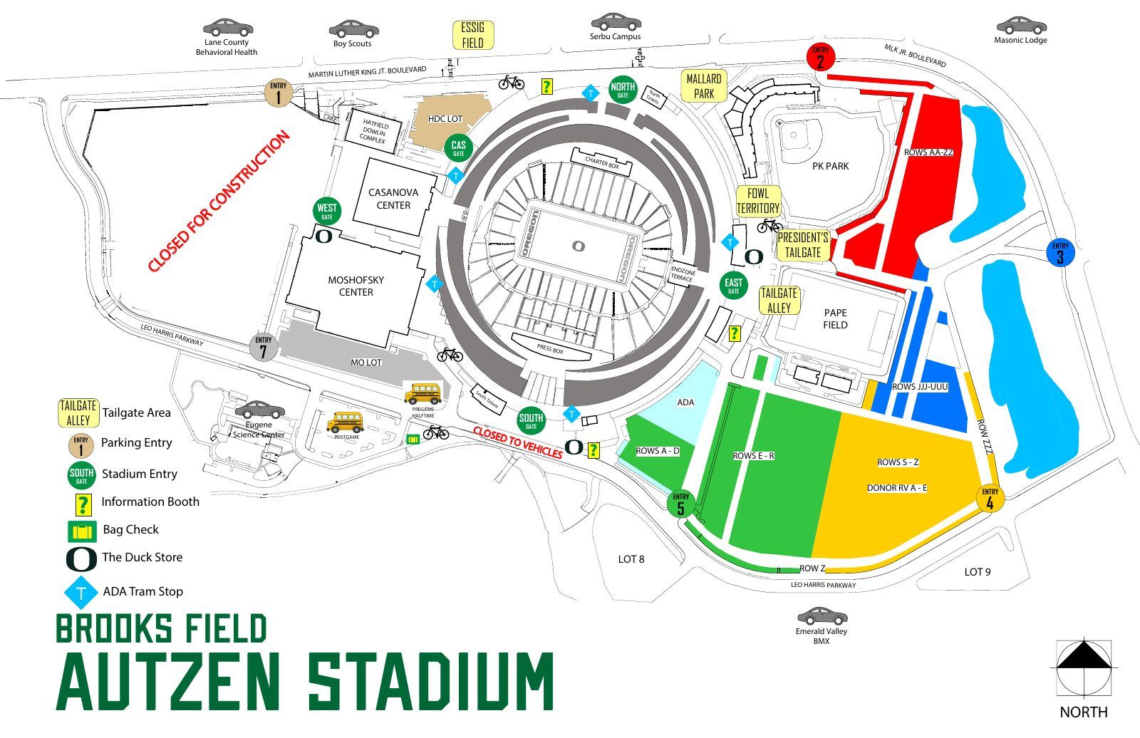 Oregon football parking map