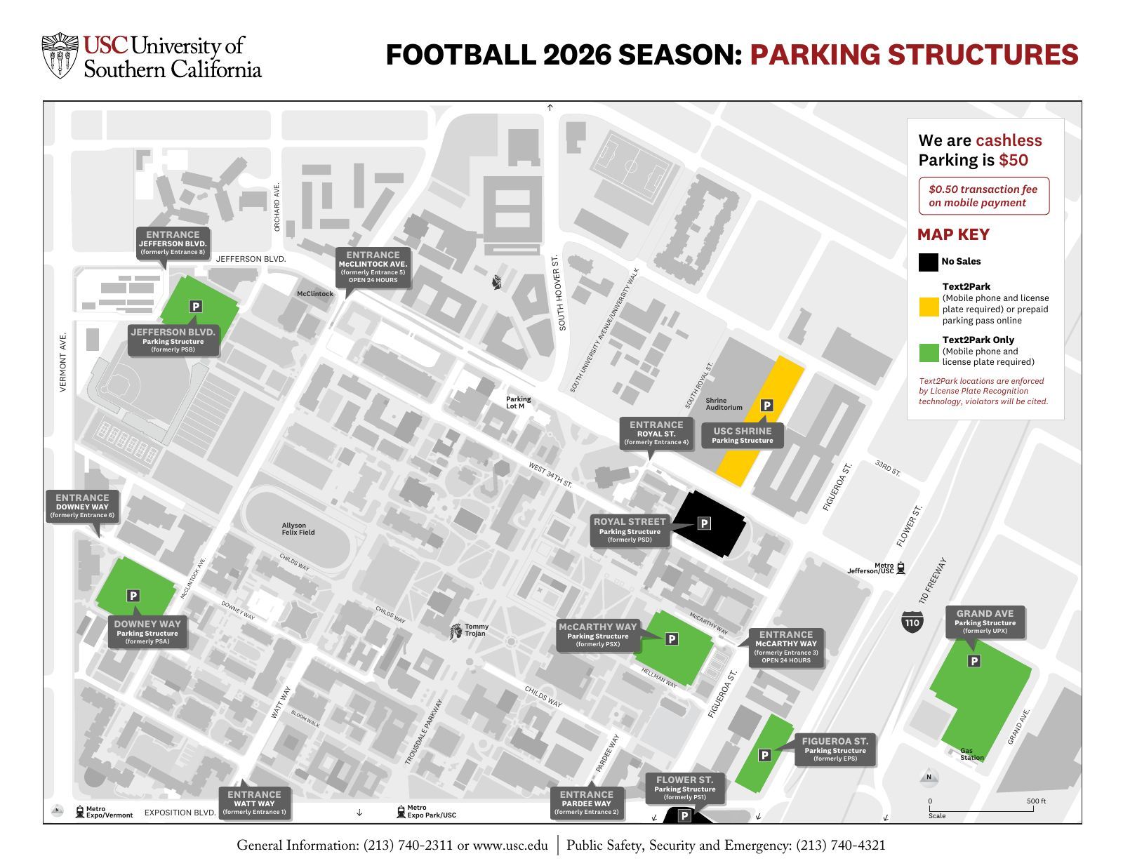 USC football parking map