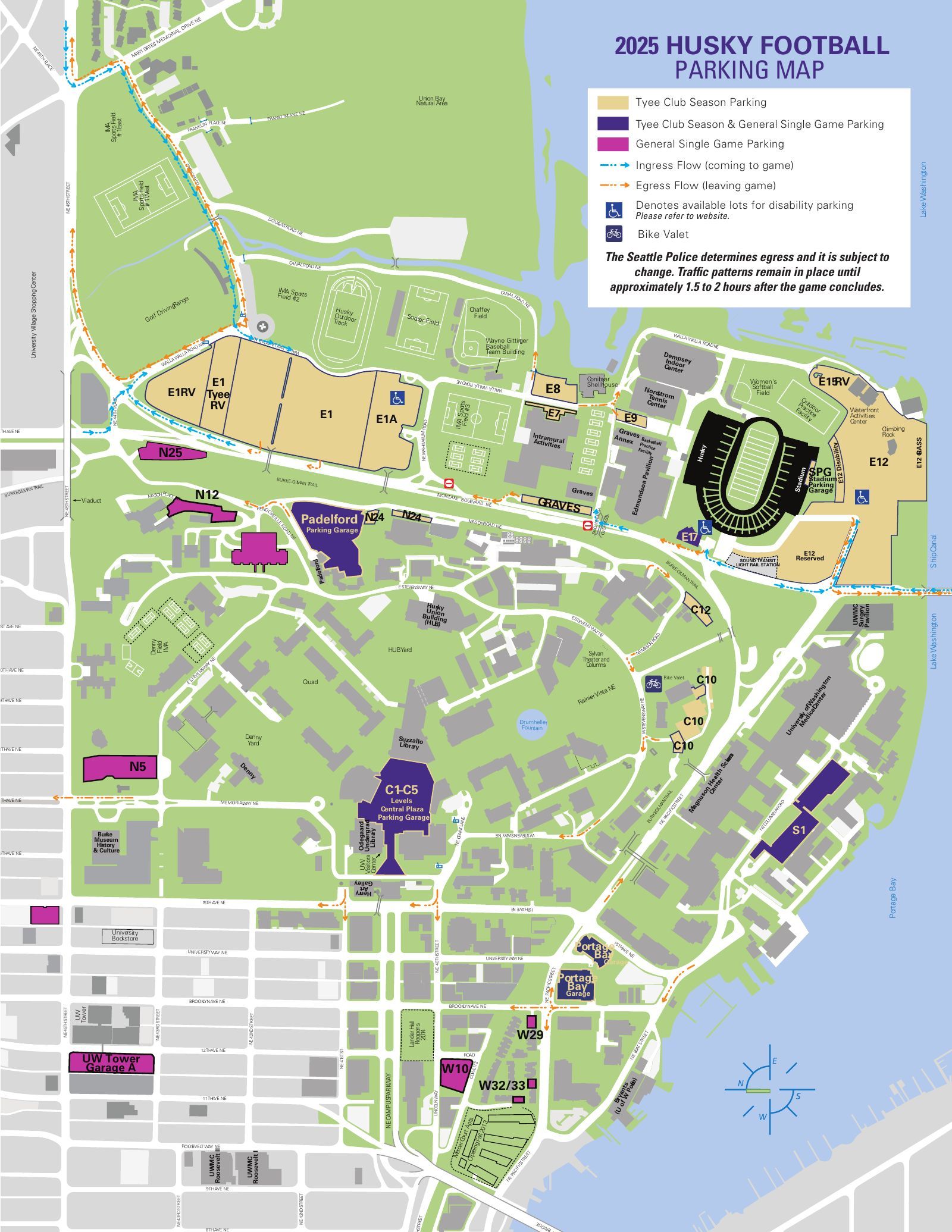 Washington football parking map